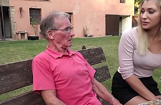 Blonde hot ass anal fucked by horny grandpa
